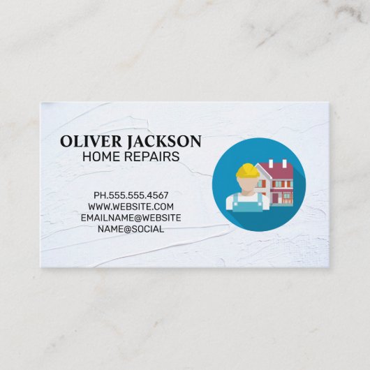 Carte De Visite Réparation à domicile | Ouvrier de construction (Devant)