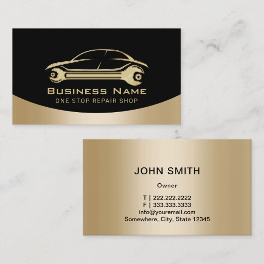 Carte De Visite Réparation automatique Automobile Moderne Black Go (Devant / Derrière)