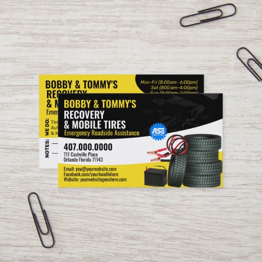 Carte De Visite Réparation automatique de la récupération d'urgenc (Devant/Arrière en situation)