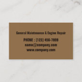 Carte De Visite Réparation automatique de l'équipement industriel  (Dos)