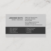 Carte De Visite Réparation automobile - Mécanique (Dos)