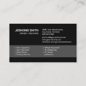 Carte De Visite Réparation automobile - Mécanique (Dos)