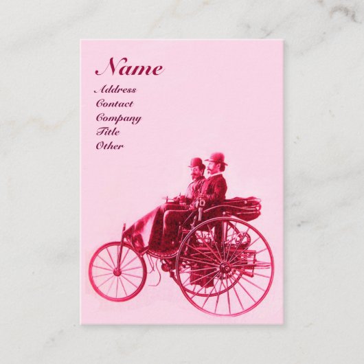 Carte De Visite RÉPARATION AUTOMOBILE MONOGRAMME rose fuchsia (Devant)