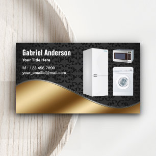 Carte De Visite Réparation d'appareils électroménagers Black Damas