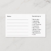 Carte De Visite Réparation de crédit conseillant le modèle de (Dos)