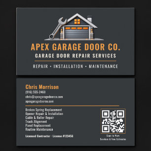 Carte De Visite Réparation de porte de garage Code QR Services pro