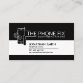 Carte De Visite Réparation de smartphone moderne noir et blanc (Devant)