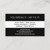 Carte De Visite Réparation de smartphone moderne noir et blanc (Dos)