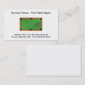 Carte de visite : Réparation de table de pool (Devant / Derrière)