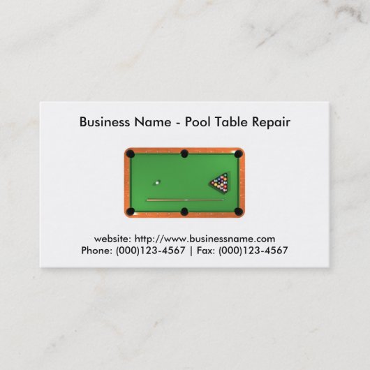 Carte de visite : Réparation de table de pool (Devant)