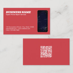 Carte De Visite Réparation de téléphone QR rouge