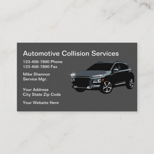 Carte De Visite Réparation des accidents de collision automobile (Devant)