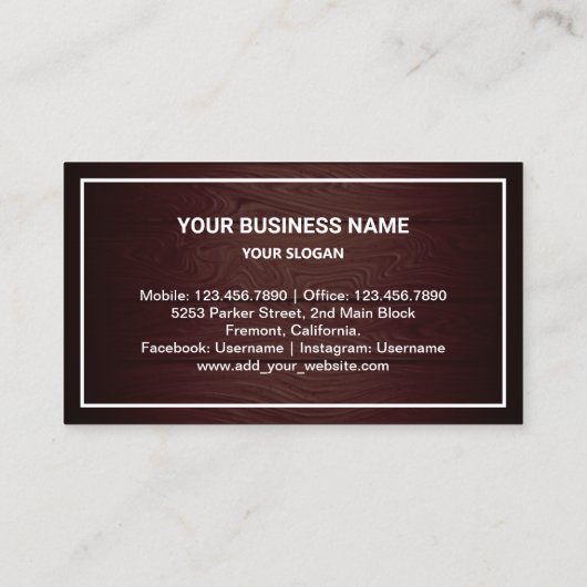 Carte De Visite Réparation des appareils électroménagers en bois r (Dos)