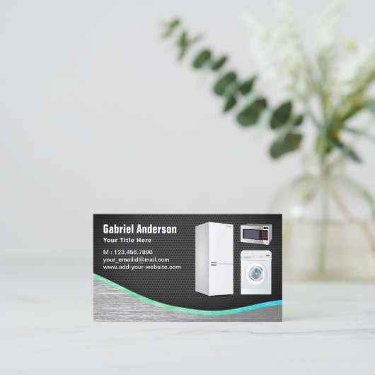 Carte De Visite Réparation des appareils ménagers en acier à maill (Debout devant)