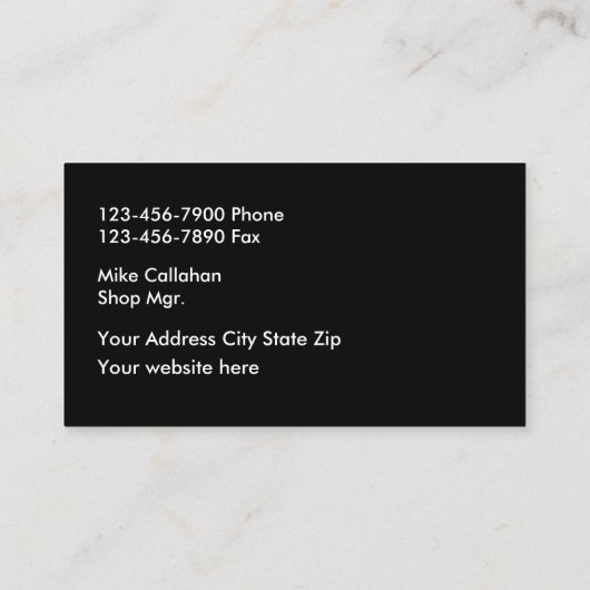 Carte De Visite Réparation des collisions automobiles (Dos)