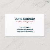 Carte De Visite Réparation des conduites de service de plomberie d (Dos)