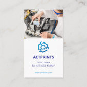 Carte De Visite Réparation d'imprimante | Nettoyer le code-barres  (Dos)