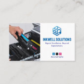 Carte De Visite Réparation d'imprimante | Photo blanche simple (Dos)