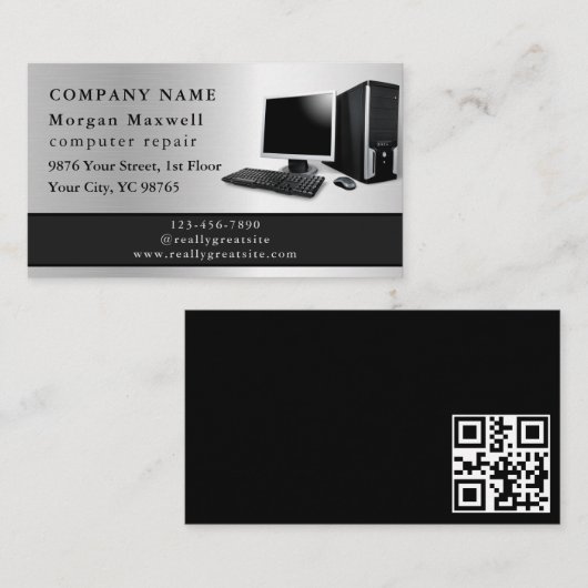 Carte De Visite Réparation d'ordinateur simple et moderne (Devant / Derrière)