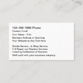 Carte De Visite Réparation et remplacement de verre automobile (Dos)