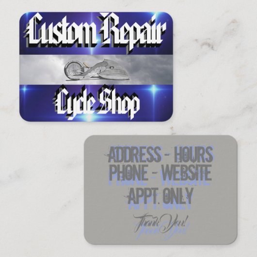 Carte De Visite Réparation faite sur commande (Devant / Derrière)