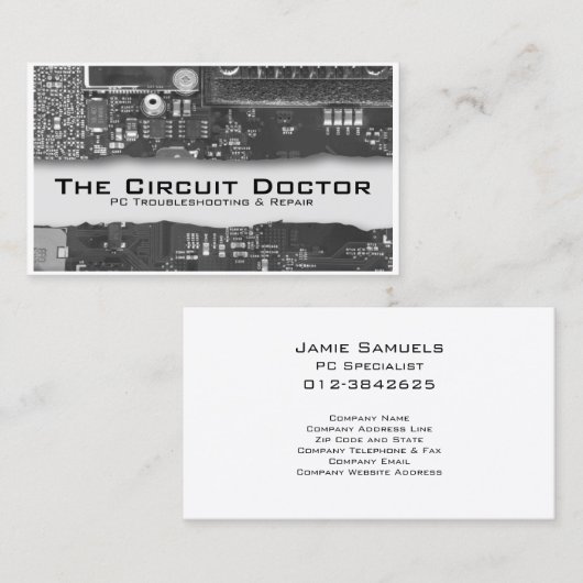 Carte De Visite Réparation informatique Circuits électroniques (Devant / Derrière)