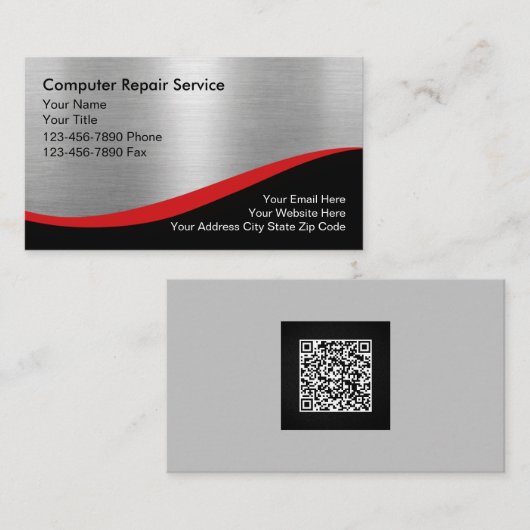 Carte De Visite Réparation informatique professionnelle Cod QR (Devant / Derrière)