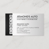 Carte De Visite Réparation mécanique des voitures avec icônes (Devant)