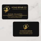 Carte De Visite Réparation minimale de la maison de ligne d'or (Devant / Derrière)