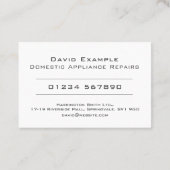 Carte De Visite Réparations d'appareils domestiques avec photo du  (Dos)