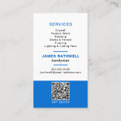Carte De Visite Réparations de bricolage avec code QR (Dos)