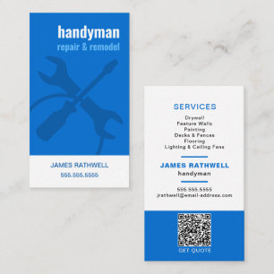 Carte De Visite Réparations de bricolage avec code QR