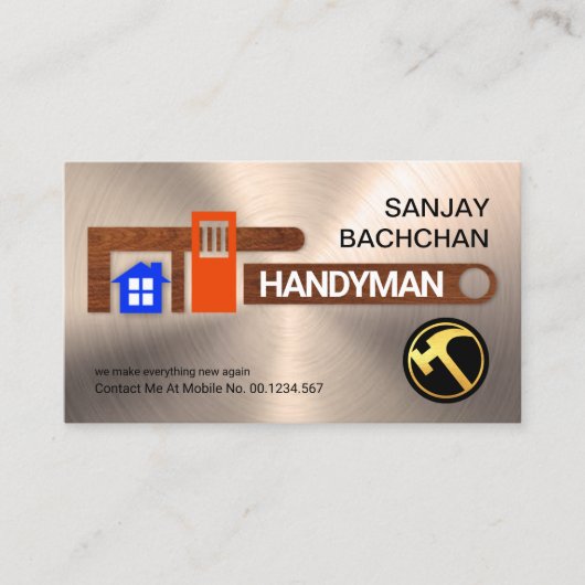 Carte De Visite Réparations des clés de tuyauterie en bois (Devant)