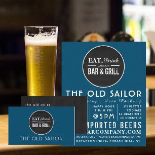 Carte De Visite Repas, Boissons Bar & Grill Logo, Pub / Brasserie