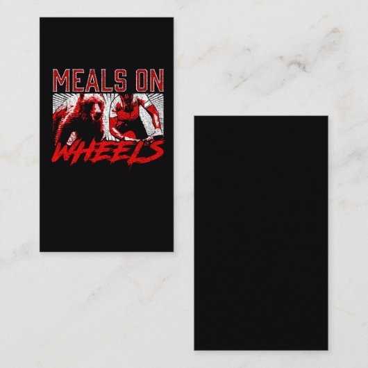 Carte De Visite Repas Sur Roue Funny Bear Chasing Forest Biker (Devant / Derrière)