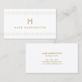 Carte De Visite RÉPÉTER LE MONOGRAMME ART DÉCO Gold & Grey (Devant / Derrière)