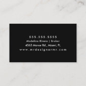 Carte De Visite Répéter maison Vente Realtor Broker noir blanc (Dos)