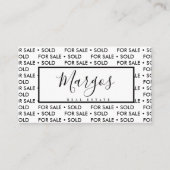 Carte De Visite Répéter maison Vente Realtor Broker noir blanc (Devant)