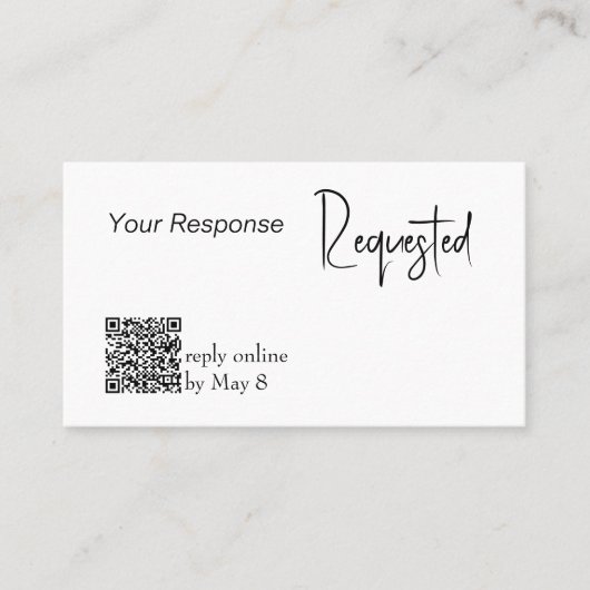 Carte De Visite Réponse demandée RSVP Mariage Budget QR Code (Devant)