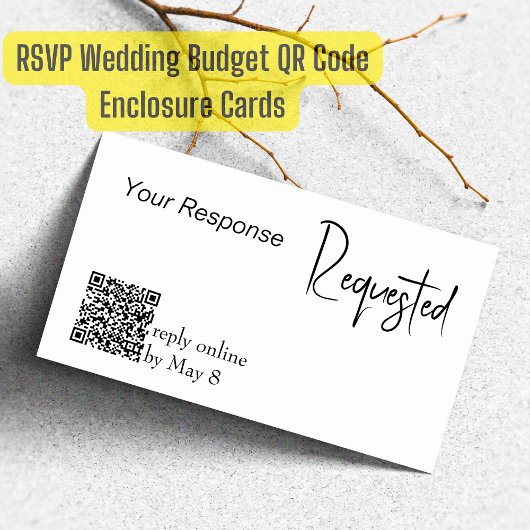 Carte De Visite Réponse demandée RSVP Mariage Budget QR Code