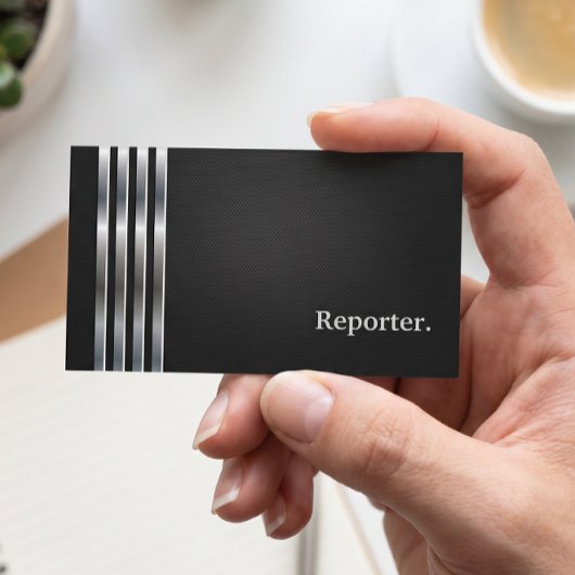 Carte De Visite Reporter Professionnel Argent Noir