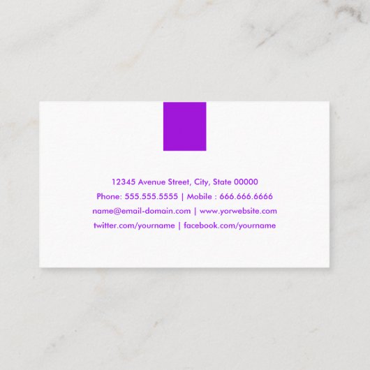 Carte De Visite Reporter - Violet violet simple (Dos)