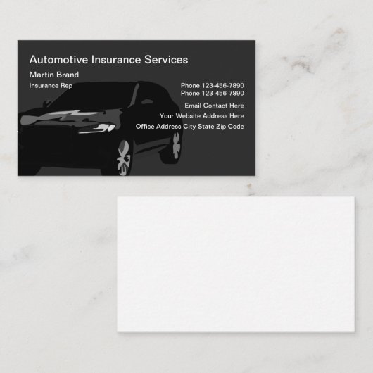 Carte De Visite Représentant de l'assurance automobile (Devant / Derrière)