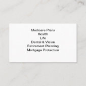 Carte De Visite Représentant De L'Assurance Médicale Et Medicare (Dos)