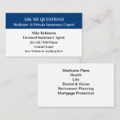 Carte De Visite Représentant De L'Assurance Médicale Et Medicare (Devant / Derrière)