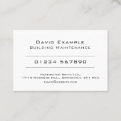 Carte De Visite Représentant de société de maintenance de bâtiment (Dos)