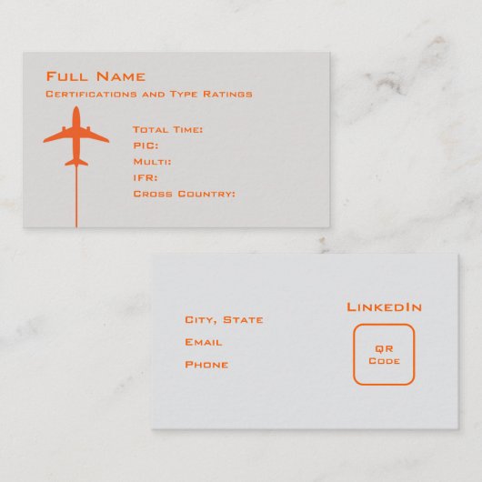 Carte De Visite Reprise micro du pilote (Devant / Derrière)