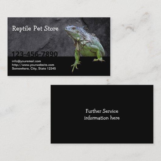 Carte De Visite Reptile Pet Store Iguana Lizard (Devant / Derrière)