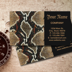 Carte De Visite reptile sauvage motif coloré python empreinte