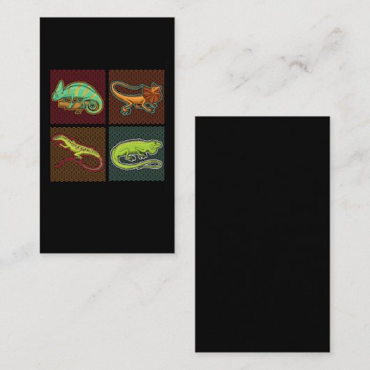 Carte De Visite Reptiles rétro Lizard Chameleon Iguana (Devant / Derrière)